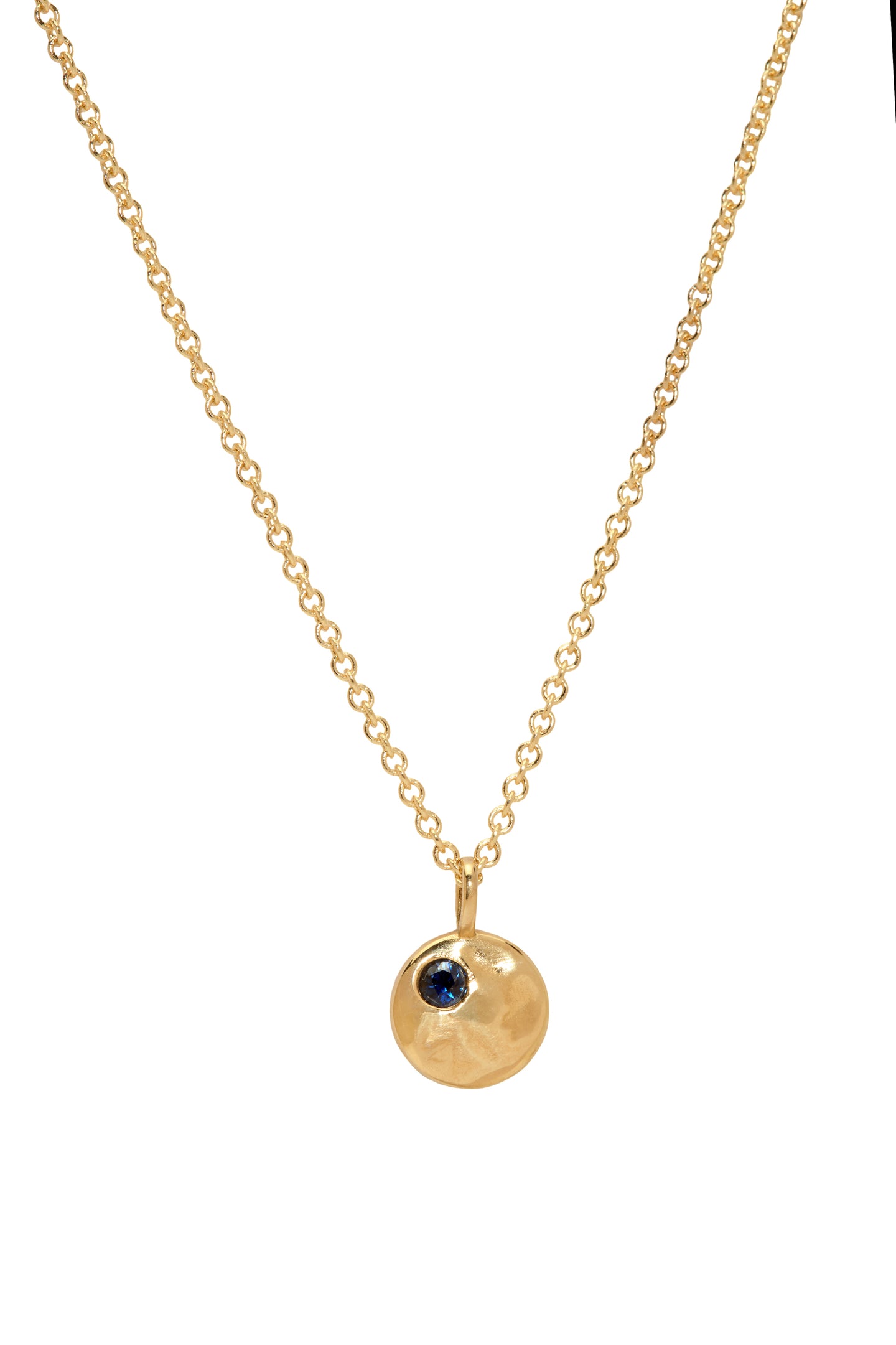 Blue Sapphire Coin Pendant Necklace